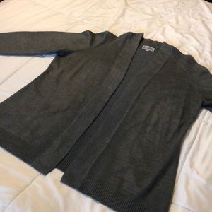 JM Collection Petite Open Front Gray Cardigan